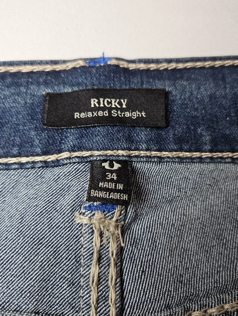 True Religion Ricky Big T Flap Shorts 34 NWT Blue Denim